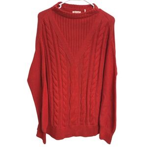 Barbour Foxton Knit Sweater Women's 8 M Burnt Orange Cotton Cable Knit Crewneck
